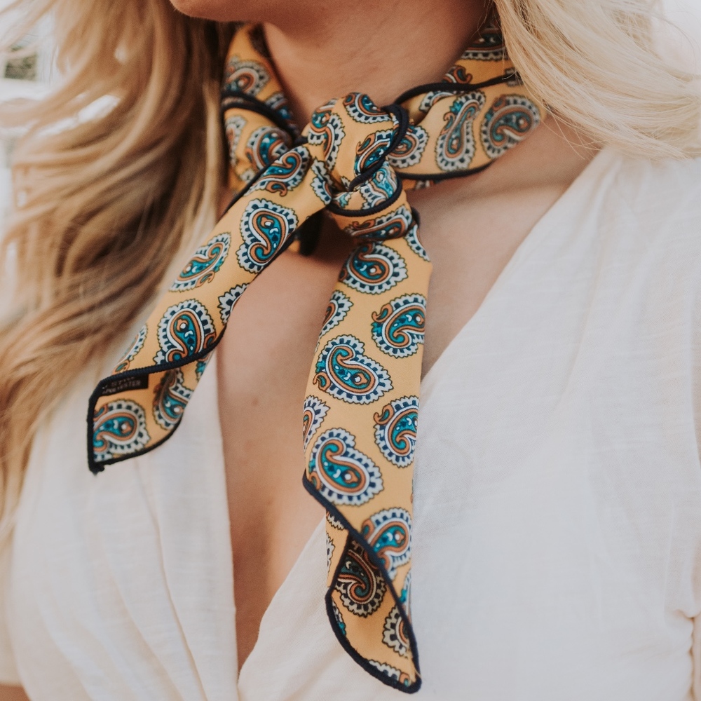 Mustard Paisley Hair/Neck Scarf